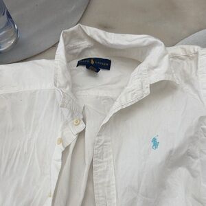 Ralph Lauren Classic White Shirt with Light Blue Logo